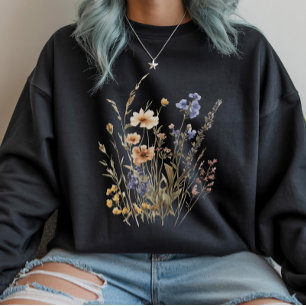 Wildblumen Wasserfarbe Cottagecore Naturgarten Sweatshirt