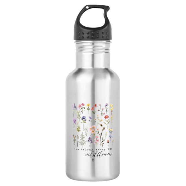 Wildblumen Wasserfarbe Edelstahlflasche (Vorderseite)