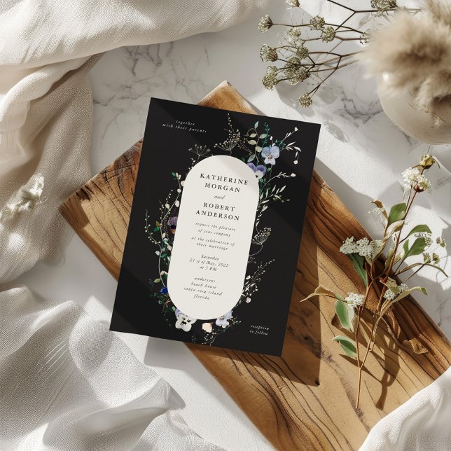 Wildblumen Wasserfarbe Elegante Hochzeit Einladung (Von Creator hochgeladen)