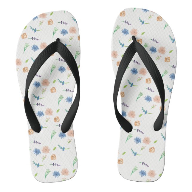 Wildblumen Wasserfarbe Originelle Kunst Flip Flops (Fußbett)