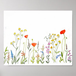 Wildblumen Wasserfarbe Poster
