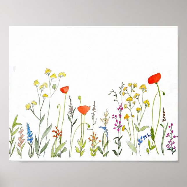Wildblumen Wasserfarbe Poster (Vorne)