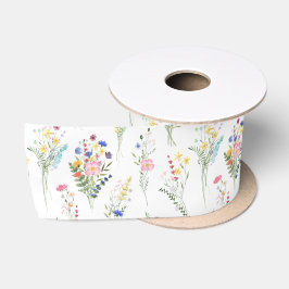 Wildblumen-Wasserfarben-Blumenmuster Satinband