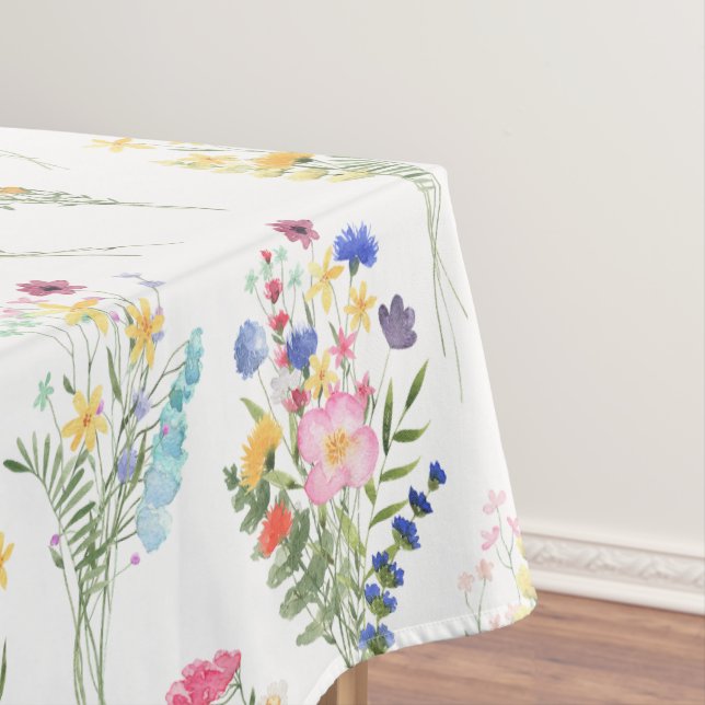 Wildblumen-Wasserfarben-Blumenmuster Tischdecke (Beispiel)