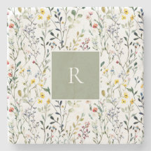 Wildblumen-Wasserfarben-Botanik-Monogramm