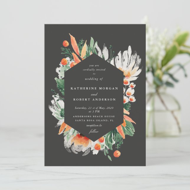 Wildblumen Wasserfarben Hochzeitseinladung Einladung (Stehend Vorderseite)