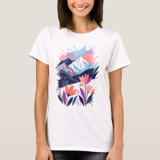 Wildblumen-Wasserfarben-T-Shirt für Damen T-Shirt