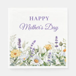 Wildblumen Wasserfarbener Tag der Mutter glücklich Serviette