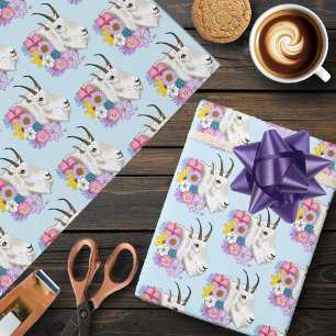 Wildblumen Weißer Bergziege Natur Wildtiere Geschenkpapier