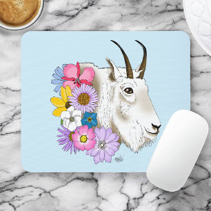 Wildblumen Weißer Bergziege Natur Wildtiere Mousepad