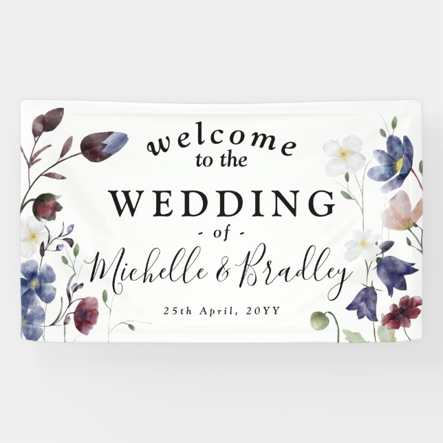 Wildblumen "Welcome to" Chic Boho Wedding Banner (Horizontal)