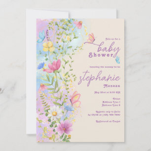 Wildblumen Whimsical Butterfly Garden Baby Dusche Einladung
