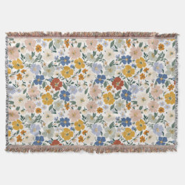 Wildblumen-Wiese Boho-Muster Decke