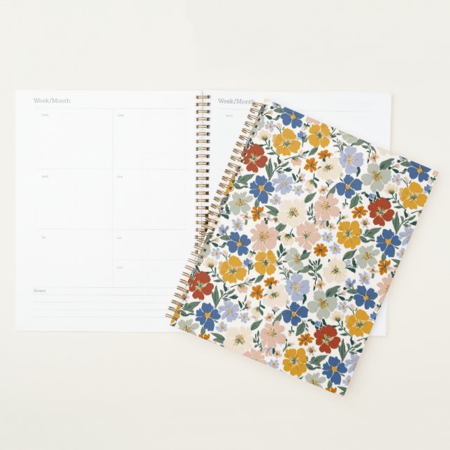 Wildblumen-Wiese Boho-Muster Planer (Anzeige)