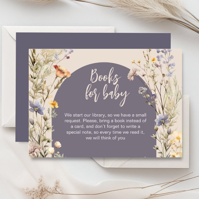 Wildblumen Wiese elegante Babydusche Begleitkarte (Little wildflower baby shower invitation rustic boho watercolor botanical meadow, baby in bloom)