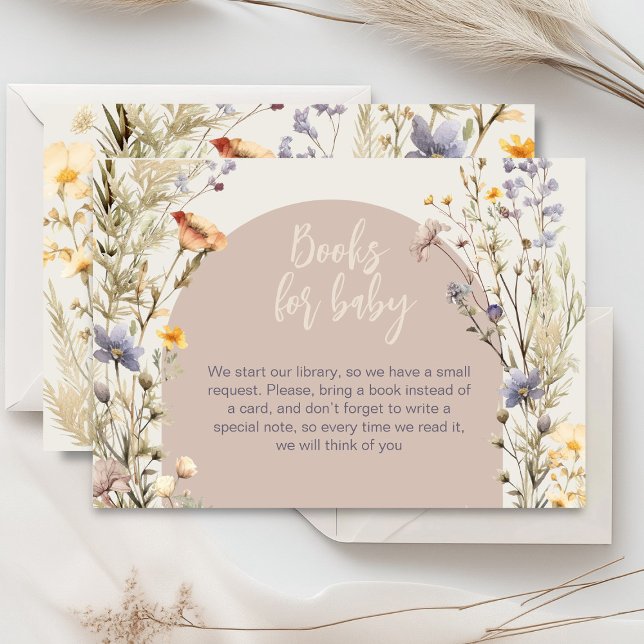 Wildblumen Wiese elegante Babydusche Begleitkarte (Little wildflower baby shower invitation rustic boho watercolor botanical meadow, baby in bloom)