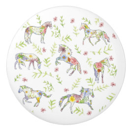 Wildblumen-Wiesen-Ponys Keramik-Knopf Keramikknauf