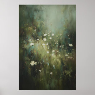 Wildblumen-Wiesen-Wandkunst, Moody White Floral Poster