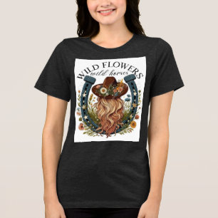 Wildblumen & Wilde Pferde Country-Musik Tri-Blend Shirt