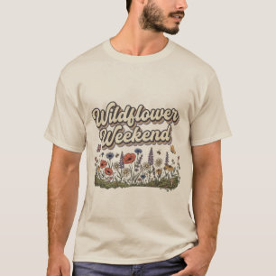 Wildblumen-Wochenende Retro-Blumen T-Shirt