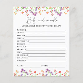 Wildblumen Word Scramble | Baby Showspiel