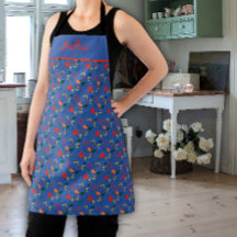 Wildblumen zeichnen blaue All-over-Print-Schürze a
