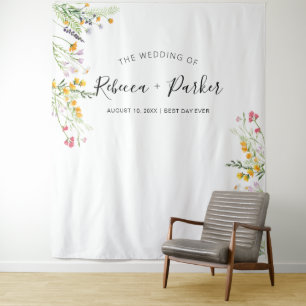 Wildblumen zeigen den Stand des WEDD Backdrop Foto Wandteppich