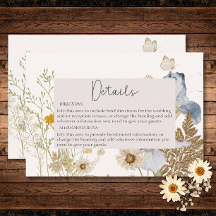 Wildblumen zu Cream Wedding Details Begleitkarte