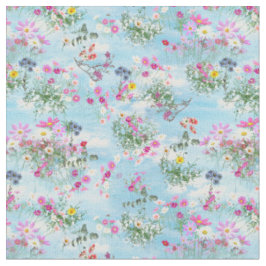 Wildblumen zu einem blauen Himmel Stoff