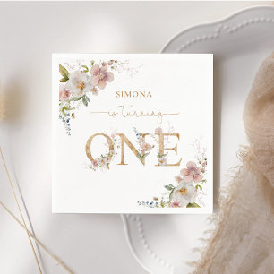 Wildblumen zum ersten Geburtstag Wild Eins rot Serviette