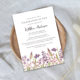 Wildblumen zum Gedenken an die Beerdigung des Lebe Einladung