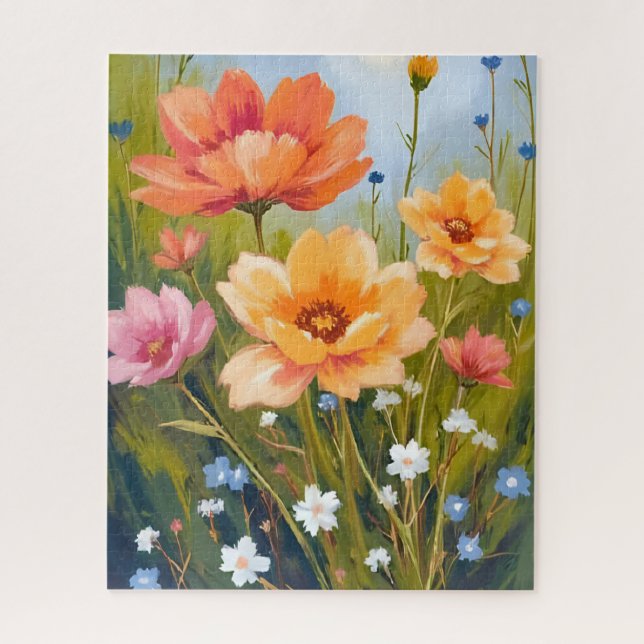 Wildblumenfeld | Aquarell Blumen Botanisch (Vertikal)