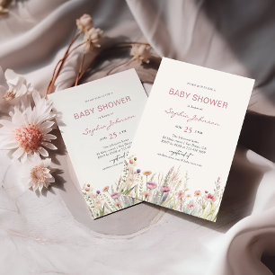 Wildblumenfeld-Baby-Shower-Aquarell-Frühling Einladung