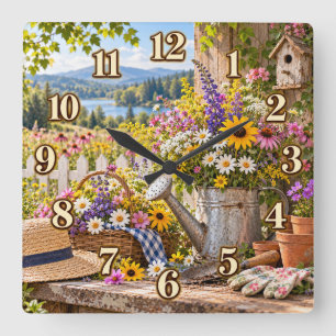 Wildblumengarten Bergseeuhr Quadratische Wanduhr