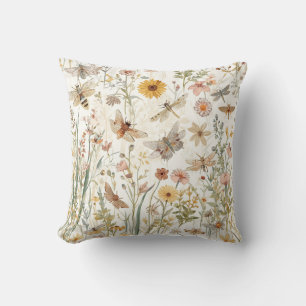 Wildblumengarten Botanische Schmetterlinge Floral Kissen