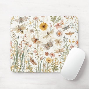 Wildblumengarten Botanische Schmetterlinge Floral Mousepad