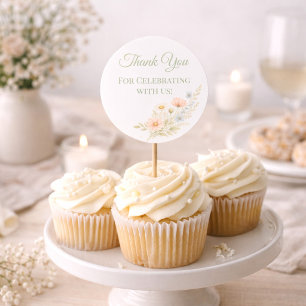 Wildblumengarten-Cupcake-Topper Runder Aufkleber