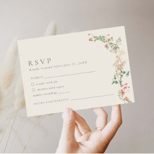 Wildblumengarten Florale Hochzeits-RSVP-Karte Begleitkarte