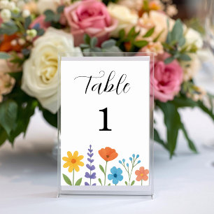 Wildblumengarten Florale Wasserfarben Hochzeit Tischnummer