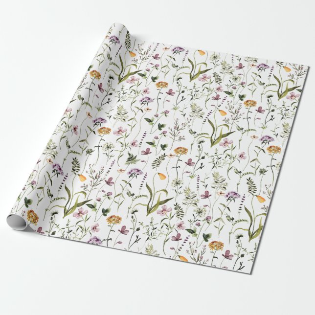 Wildblumengarten-Muster  Geschenkpapier (Ungerollt)