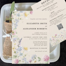Wildblumengarten QR-Code 2-seitige Hochzeit