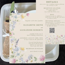 Wildblumengarten QR-Code 2-seitige Hochzeit