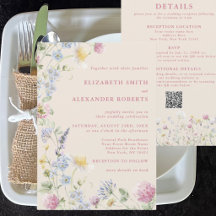 Wildblumengarten QR-Code 2-seitige Hochzeit