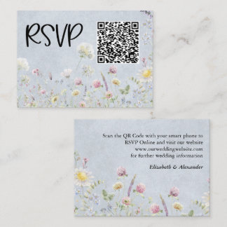 Wildblumengarten Stonewash Blau Hochzeit RSVP Begleitkarte