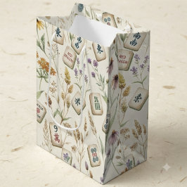 Wildblumengarten-Wiese-Mahjong-Kachel-Muster Mittlere Geschenktüte