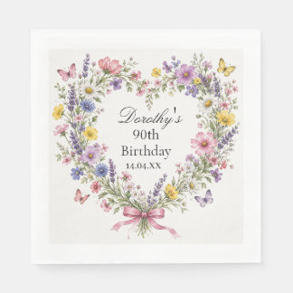 Wildblumenherz Botanisch 90. Geburtstag Serviette