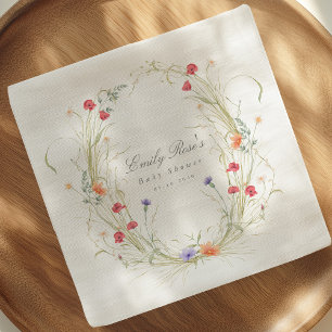 Wildblumenkranz-Baby in Blüte Baby Shower Party Serviette