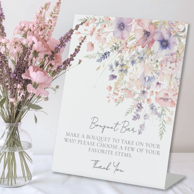 Wildblumenstrauß Blumenbar Sockelschild (Wildflower Bouquet Flower Bar Pedestal Sign)
