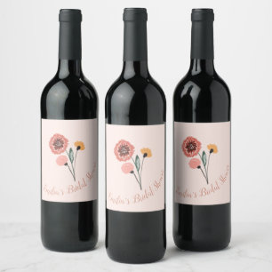 Wildblumenstrauß Florale Kunst Brautparty Weinetikett