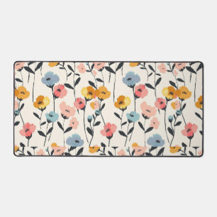 Wildblumenwiese, Aquarell Boho Wildblumen, vor Schreibtischunterlage